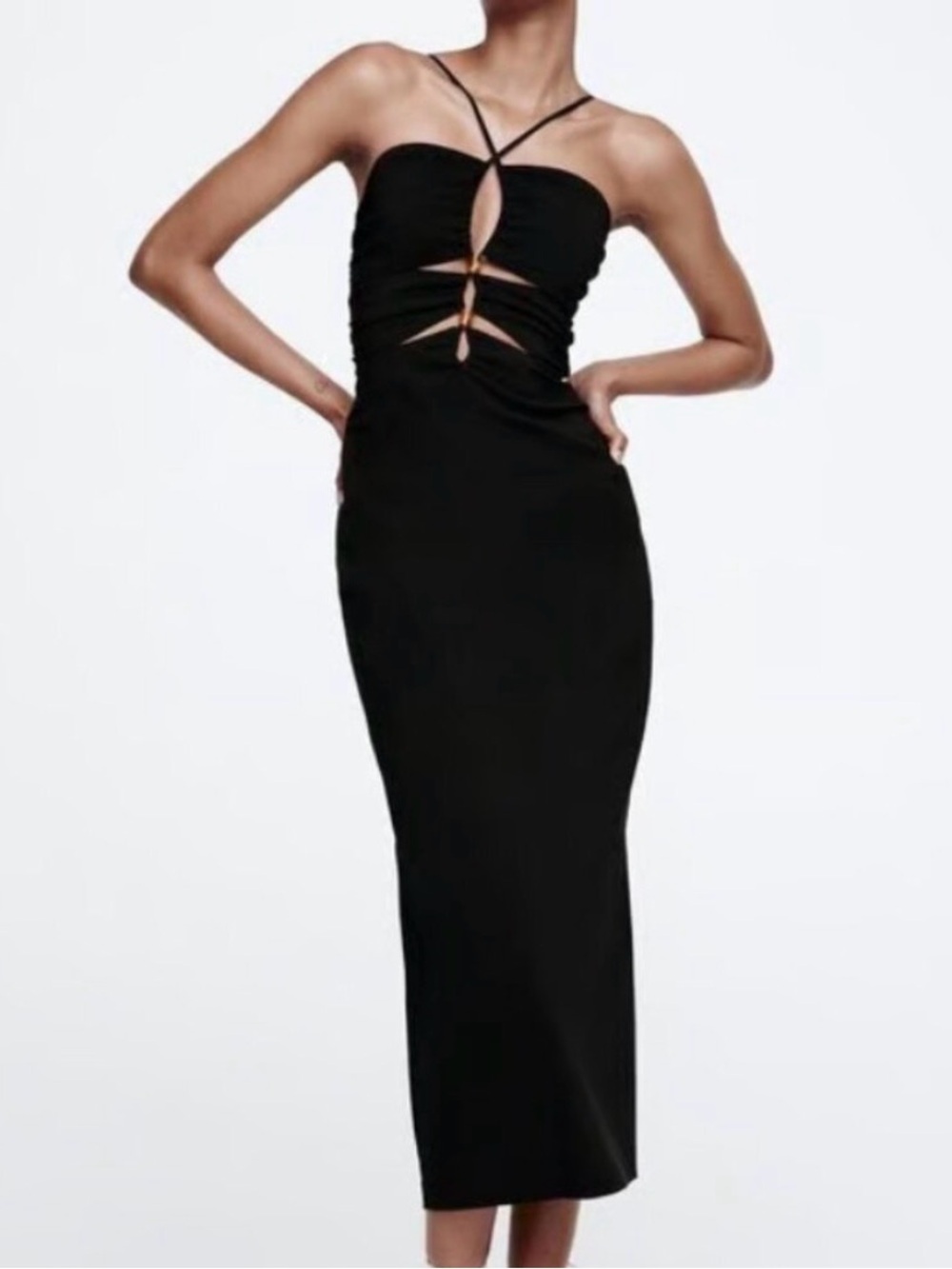 Zara Black Cutout Midi Dress